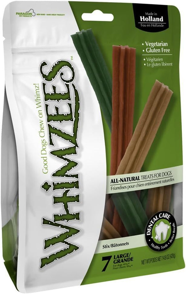 Whimzees Wellness Stix Natural Dog Dental Treat, Chews, Freshens Breath, Medium Size Sticks, 14.81 Oz Bag, 14 Count13