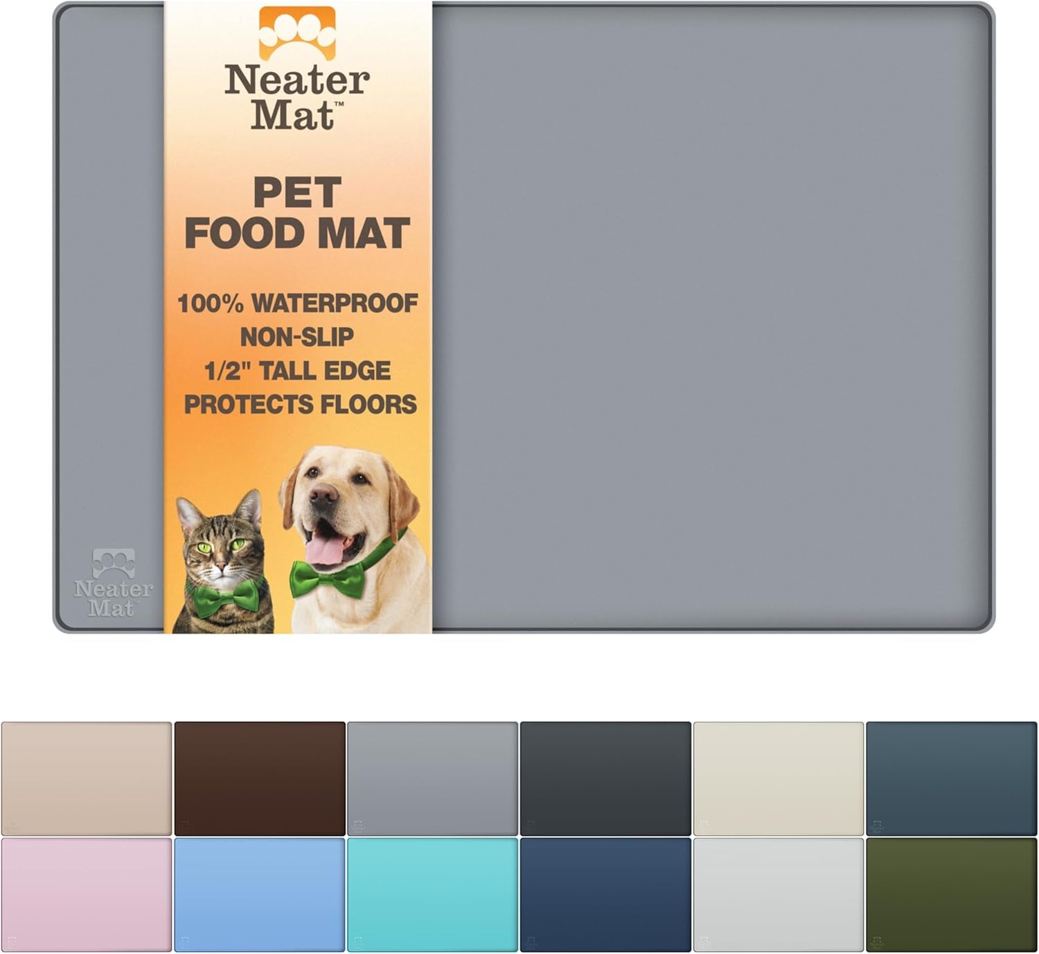 neater-pet-brands-neater-mat-pet-mats-for-food-and-water-cat-dog-bowl-mat-waterproof-silicone-feeding-tray-dog-food-mats-for-floors-placemat-w-raised-edge-for-under-bowls-16-x-10-cappuccino