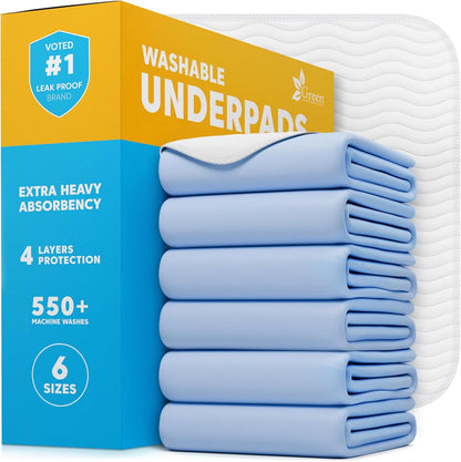 GREEN LIFESTYLE Washable Pee Pads for Dogs - Waterproof Reusable Puppy Pads with Anti-Slip Backing, Pet Training Pad for Puppy Playpen, Crate, Whelping Box, Potty Training (Pack of 6 - 30X34)7