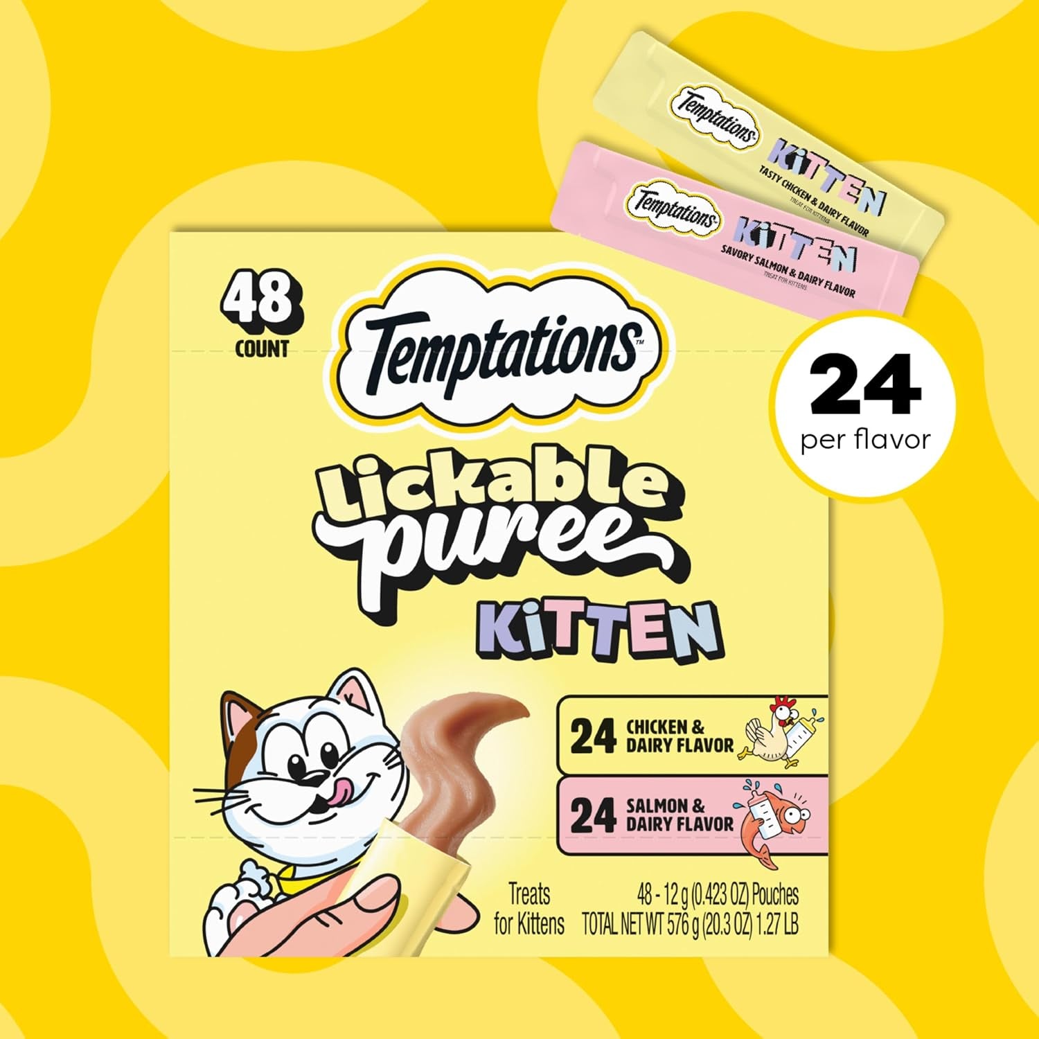 temptations-lickable-puree-kitten-cat-treats-chicken-salmon-48-count-chicken-salmon-dha-supports-brain-development-high-moisture-for-hydration-under-15-cal-pouch-no-added-sugar-or-fillers