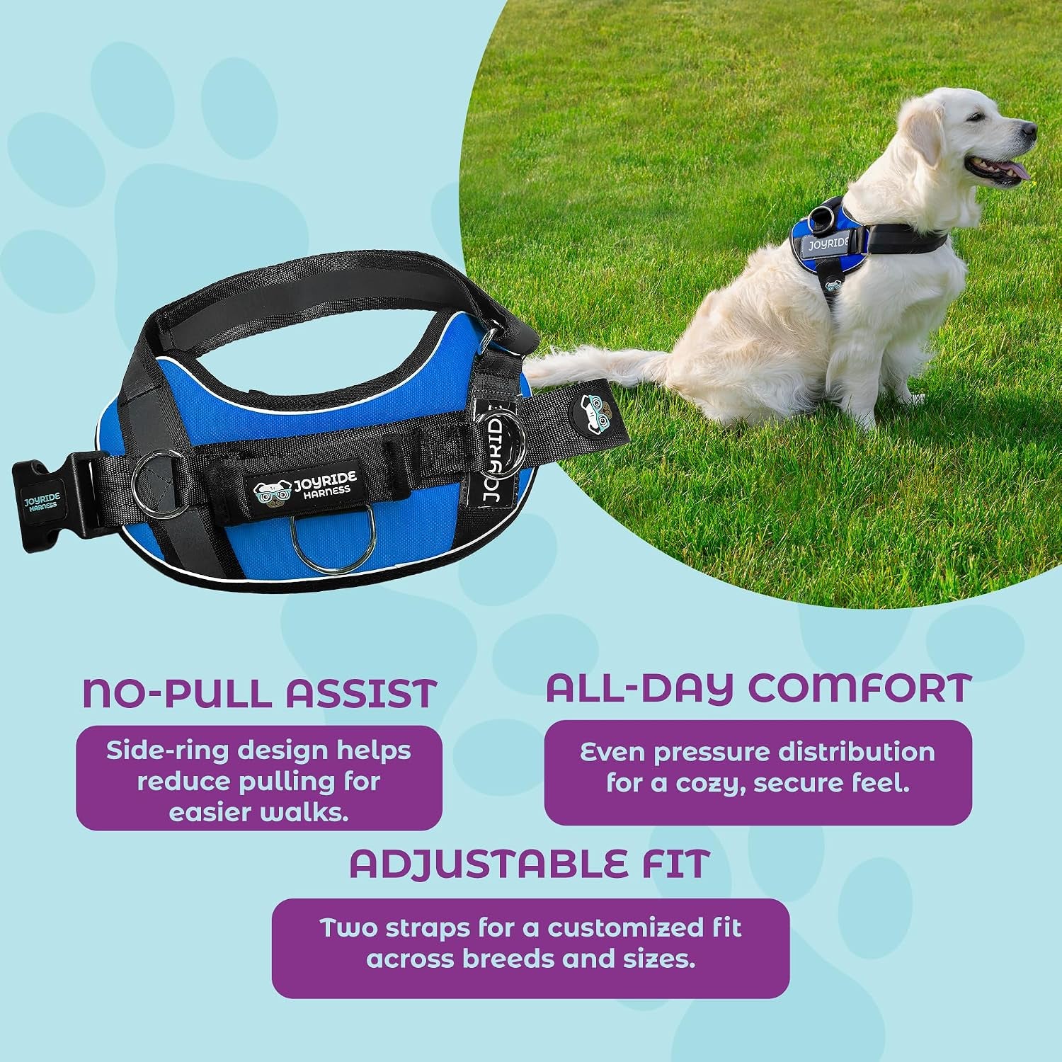 joyride-dog-harness-2-0-no-pull-blue-2-0-m-reflective-no-choke-quick-fit-vest-with-3-leash-clips-and-escape-resistant-design-for-easier-walks-and-training