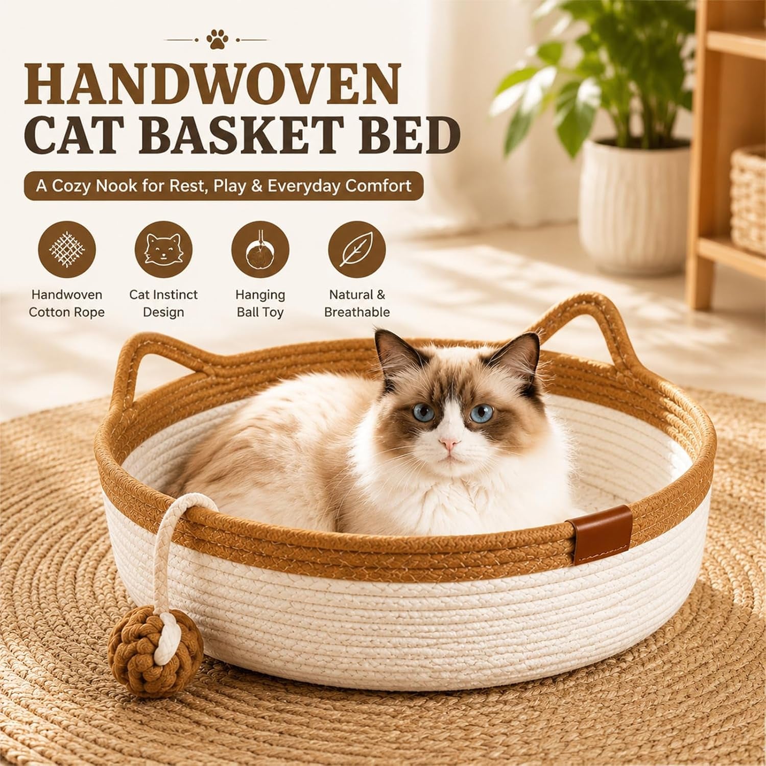 handwoven-cat-basket-bed-cotton-rope-round-cat-scratcher-bed-with-cats-ear-handles-breathable-boho-nesting-pet-bed-for-kittens-and-indoor-cats-color-d-small