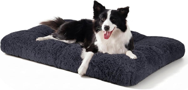 JOEJOY Large Dog Bed Crate Pad, Deluxe Plush Washable Dog Beds Fulffy Soft Kennel Pad Anti-Slip Pet Sleeping Mat for Extra Large Medium Small Dogs, 40" X 27", Beige18