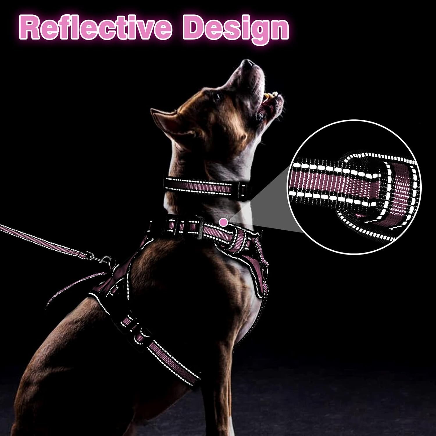 winsee-pet-harness-collar-and-leash-set-all-in-one-reflective-dog-harness-no-pull-with-adjustable-buckles-for-puppies-small-medium-large-and-extra-large-dogs-large-pink
