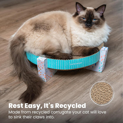 Catstages Scratch, Snuggle & Rest – 2‑In‑1 Indoor Cat Scratcher & Elevated Cat Lounger, Catnip Included6