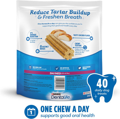 Dentalife Daily Oral Care Dog Treats for Small and Medium Dogs, Chewy Dental Treat to Freshen Breath and Fight Tartar, Chicken Flavor - 40 Ct. Pouch6