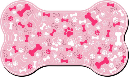 Dog & Cat Food Mat Bone Shaped Pet Feeding Mat Quick Absorb Water Bowl Placemat with Rubber Backing Indoor Floor Stain Resistant Pet Accessory Supplies (Light Pink Small, 12X18 Inches)18