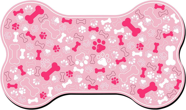 Dog & Cat Food Mat Bone Shaped Pet Feeding Mat Quick Absorb Water Bowl Placemat with Rubber Backing Indoor Floor Stain Resistant Pet Accessory Supplies (Light Pink Small, 12X18 Inches)18