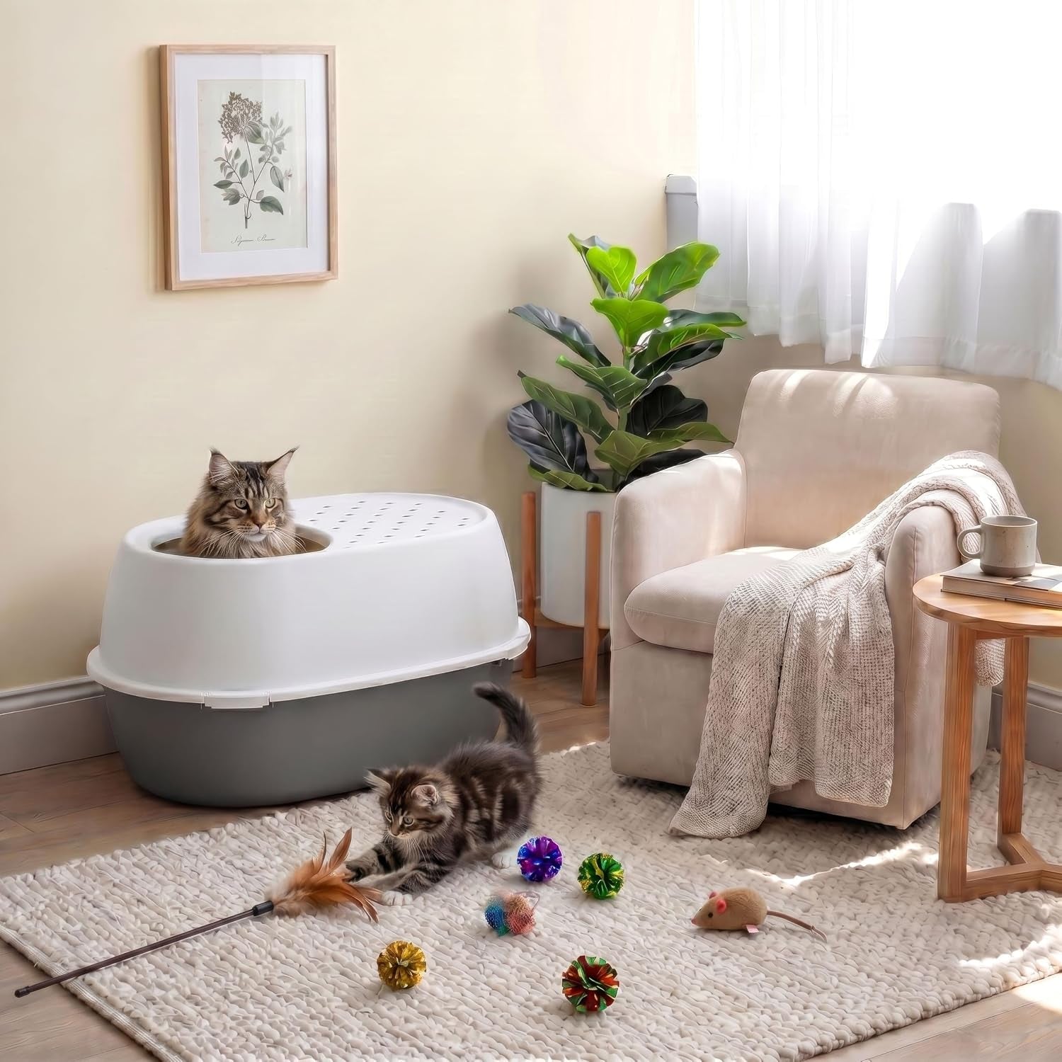 iris-usa-xx-large-top-entry-cat-litter-box-dog-proof-gray-white-extra-large-heavy-duty-plastic-big-cats-secure-4-buckle-lock-tracking-control-lid-quick-cleanup