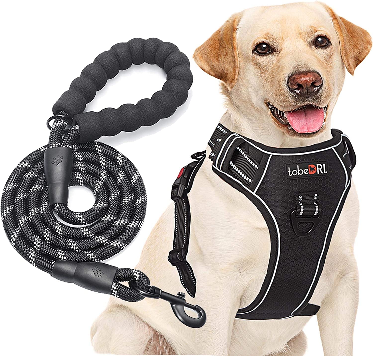 tobedri-no-pull-dog-harness-adjustable-reflective-oxford-easy-control-medium-large-dog-harness-with-a-free-heavy-duty-5ft-dog-leash-blue-m