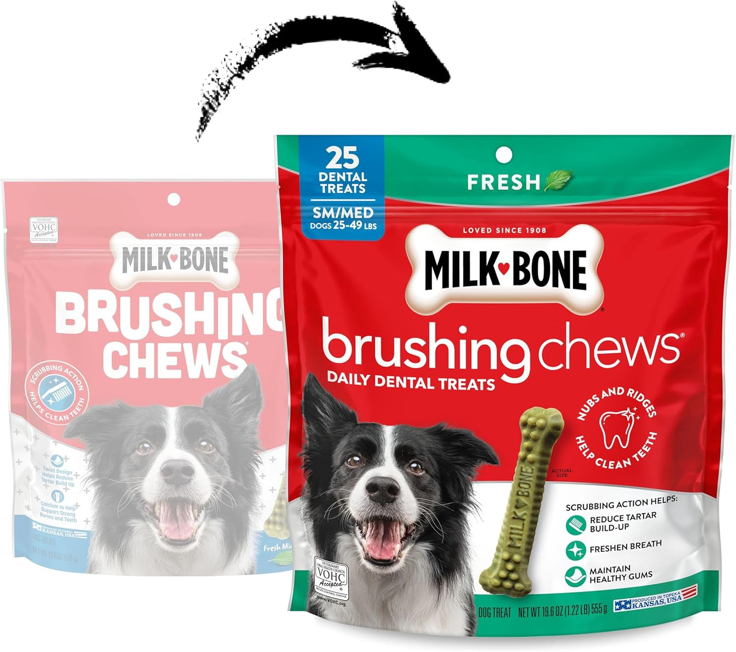 milk-bone-brushing-chews-small-medium-fresh-flavor-25-dental-treats-19-6-oz-bag-daily-dental-dog-treats-for-dogs-25-49-lbs-fresh-mint-flavor