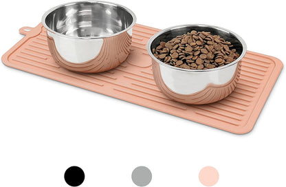 Ptlom Pet Placemat for Dog and Cat, Mat for Prevent Food and Water Overflow, Suitable for Medium and Small Pet, Grey, Silicone10