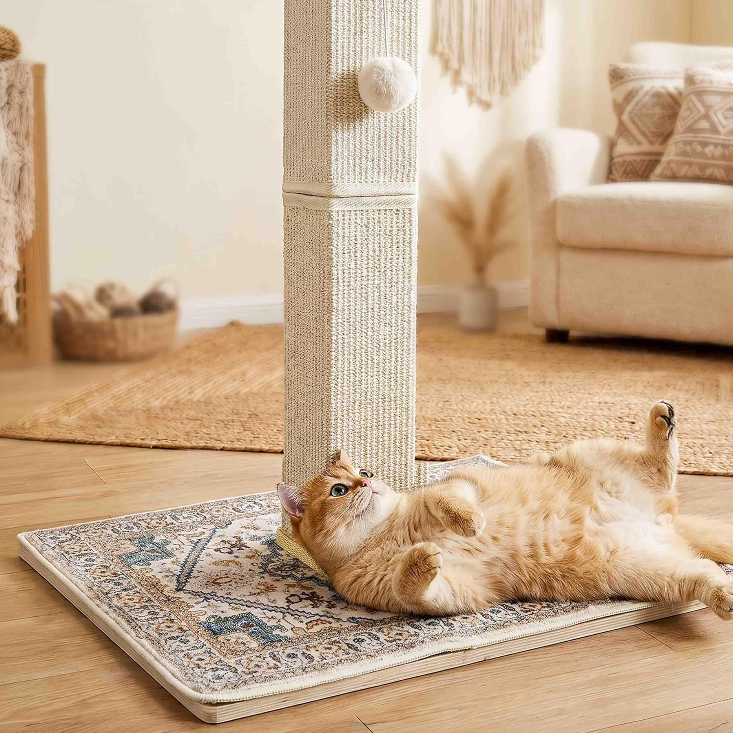 tall-cat-scratching-post-for-indoor-cats-adults-33-large-cat-scratch-post-with-perch-cute-cat-scratching-post-with-boho-carpet-dangling-ball-toys-white