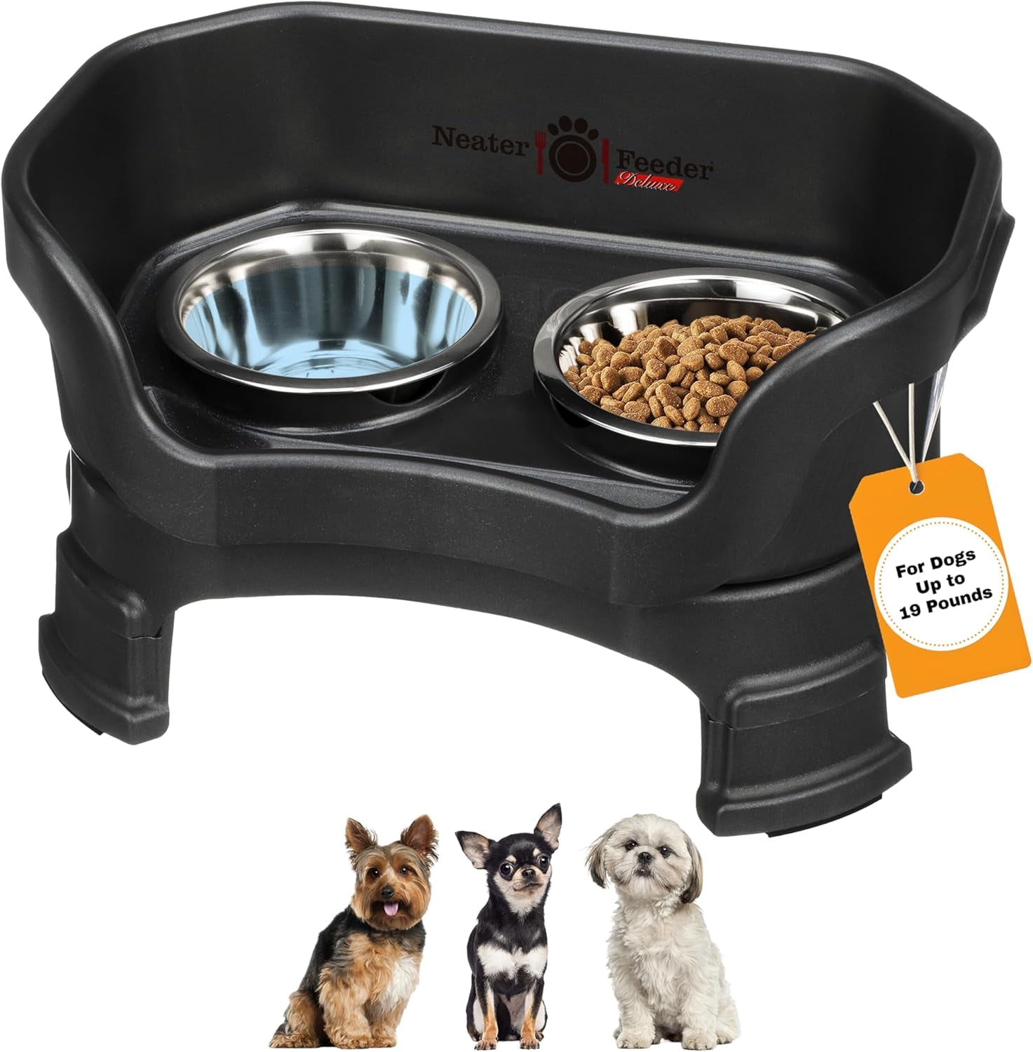neater-feeder-deluxe-mess-proof-elevated-dog-bowls-for-small-dogs-up-to-19-lbs-2-height-adjustable-6-7-5-no-spill-raised-dog-bowl-stand-stainless-steel-food-bowl-set-made-in-usa-cappuccino