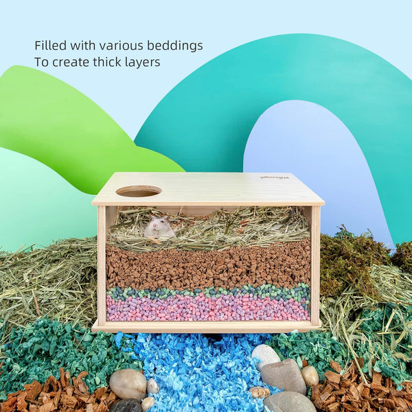 Niteangel Visible Hamster Digging Box for Syrian Dwarf Roborovski Campbell Hamsters Gerbils Mice Lemmings Degus or Other Small-Sized Pets (Burlywood)7