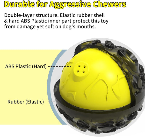 Dog Ball for Aggressive Chewers - Interactive Dog Toy Giggle Balls Fun Squeaky Sound to Keep Them Busy, Durable for Small Medium Large Breeds, Rubber Chew Toys, as Seen on TV, Yellow3
