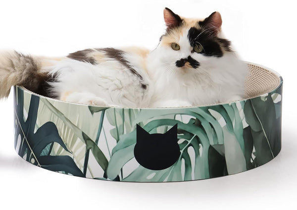 Necoichi Cat Scratcher Bowl for Indoor Cats - Cat Scratching Lounger with Reversible Usability and Extra Comfort for Lounge, Cardboard Bed Couch / (Regular, Dark Cherry)12