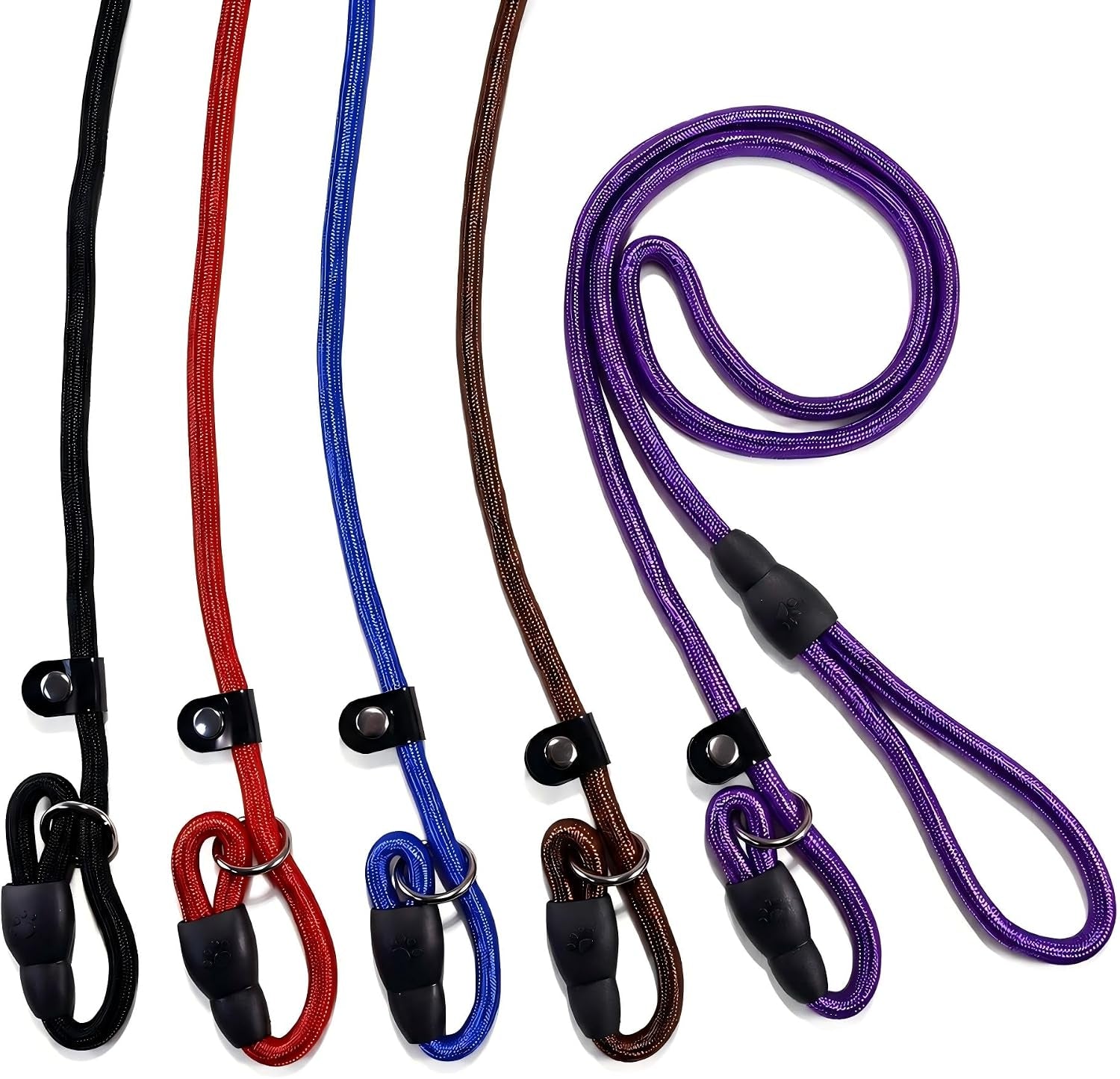 fovrlzse-nylon-dog-leash-5-pack-red-black-blue-brown-purple-4-6ft-training-leash-for-small-to-medium-dogs-10mm-braided-nylon-with-tpu-non-slip-buckle-daily-walking-puppy-training