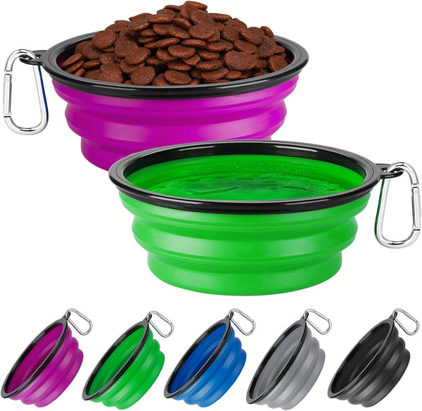 Collapsible Dog Bowl Large 34Oz, Travel Dog Water Bowl Portable | 2 Pack, 2 Carabiner Clips, Silicone Travel Dog Bowl Foldable, Feeding Watering Dish Bowl, for Parking, Walking, Camping11