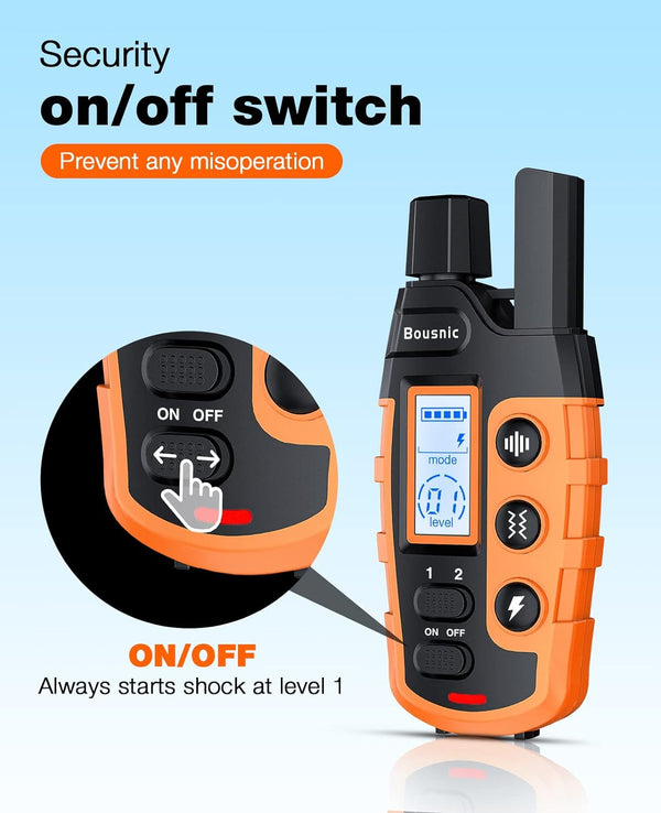 Bousnic Dog Shock Collar - 3300Ft Dog Training Collar with Remote for 5-120Lbs Small Medium Large Dogs Rechargeable Waterproof E Collar with Beep (1-8), Vibration(1-16), Safe Shock(1-99) (Orange)7