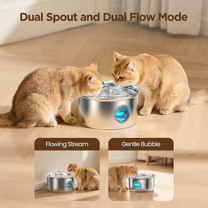 Cat Water Fountain Stainless Steel: 2.6L Cat Fountain for Drinking - Pet Water Fountain for Cats Indoor - Automatic Pet Water Dispenser Bowl - Best Auto Feeding Supplies Gift for Small Dog Large Kitty4