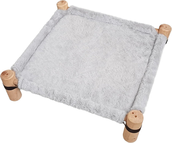 Pozico Cat Hammock Bed – Wooden Elevated Cat/Dog Bed with Plush Winter Fabric – Raised Pet Cot Furniture for Small Dogs, Cats & Small Animals – Warm Indoor Lounger – Portable & Washable1