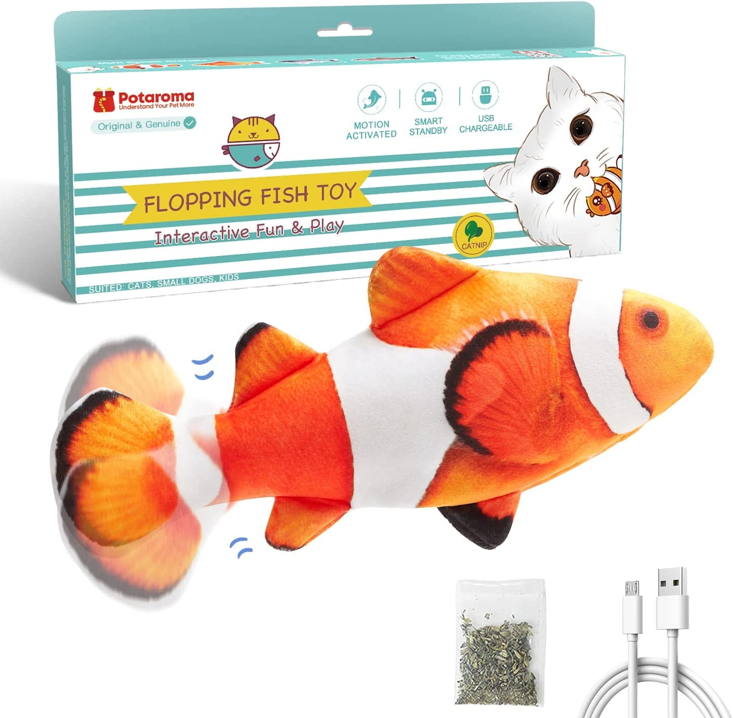 potaroma-cat-toys-flopping-fish-with-catnip-moving-kitten-kicker-floppy-wiggle-carp-for-small-dogs-interactive-motion-kitty-exercise-10-5-inches
