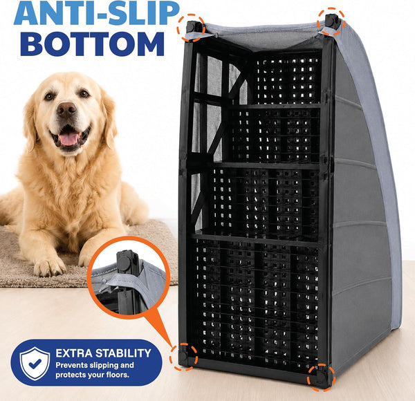 AKC – 4-Step Pet Stairs for Beds & Couch | Built for Small Dogs & Small Breeds | Long-Back & Senior Dogs | Lightweight, Soft, Non-Slip, Washable | No-Tool Assembly | Supports 35 Lbs | 16X24X14.2 in | Foldable Non-Slip Pet Steps with Washable Cover and No-Tool Assembly for Long-Back and Senior Dogs.7
