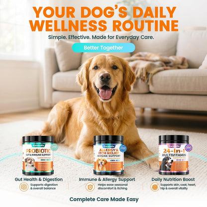 Probiotics for Dogs, Gut Health for Digestive Enzymes, 200 Chews | All Natural Probiotic Blend to Support Yeast, Itchy Skin and Itchy Ears, Allergies, Immunity, Diarrhea & Gas Relief, Chicken8
