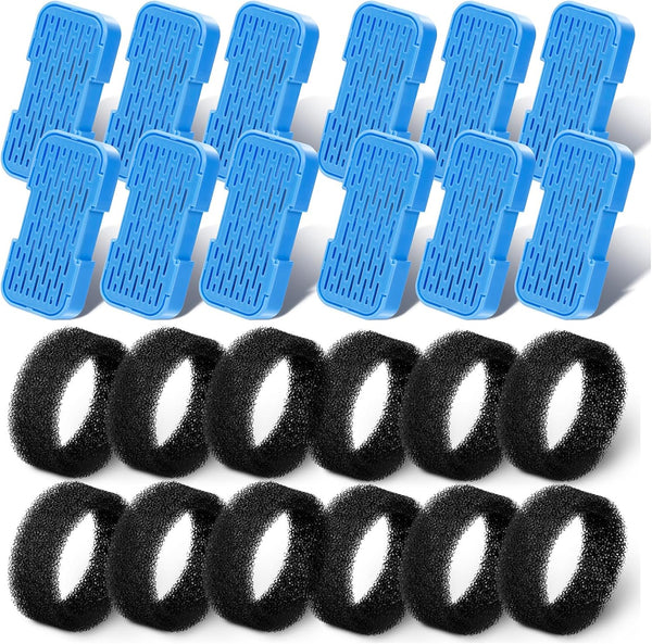 AONBOY Cat Water Fountain Filters, 12 Filters + 12 Cat Fountain Sponge, Suitable for AONBOY Pet Fountain S3-SC, Multiple Filtration, Isolates Floating Hairs and Gets Rid of Odors1