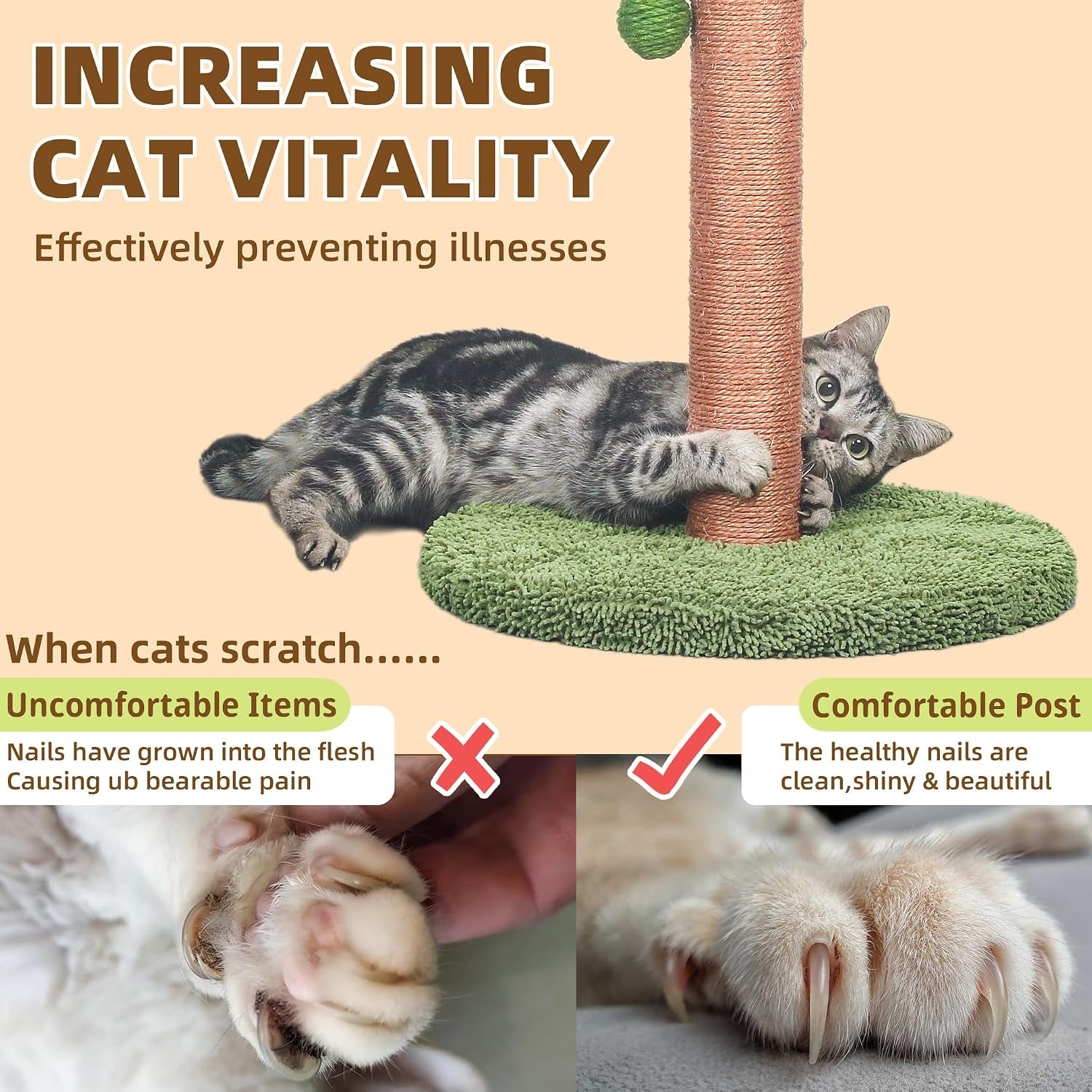 meowoou-cat-scratching-post-33-inch-tall-cat-scratcher-for-indoor-cats-adults-small-cat-tree-tower-sisal-rope-kitten-scratch-with-interactive-hanging-ball