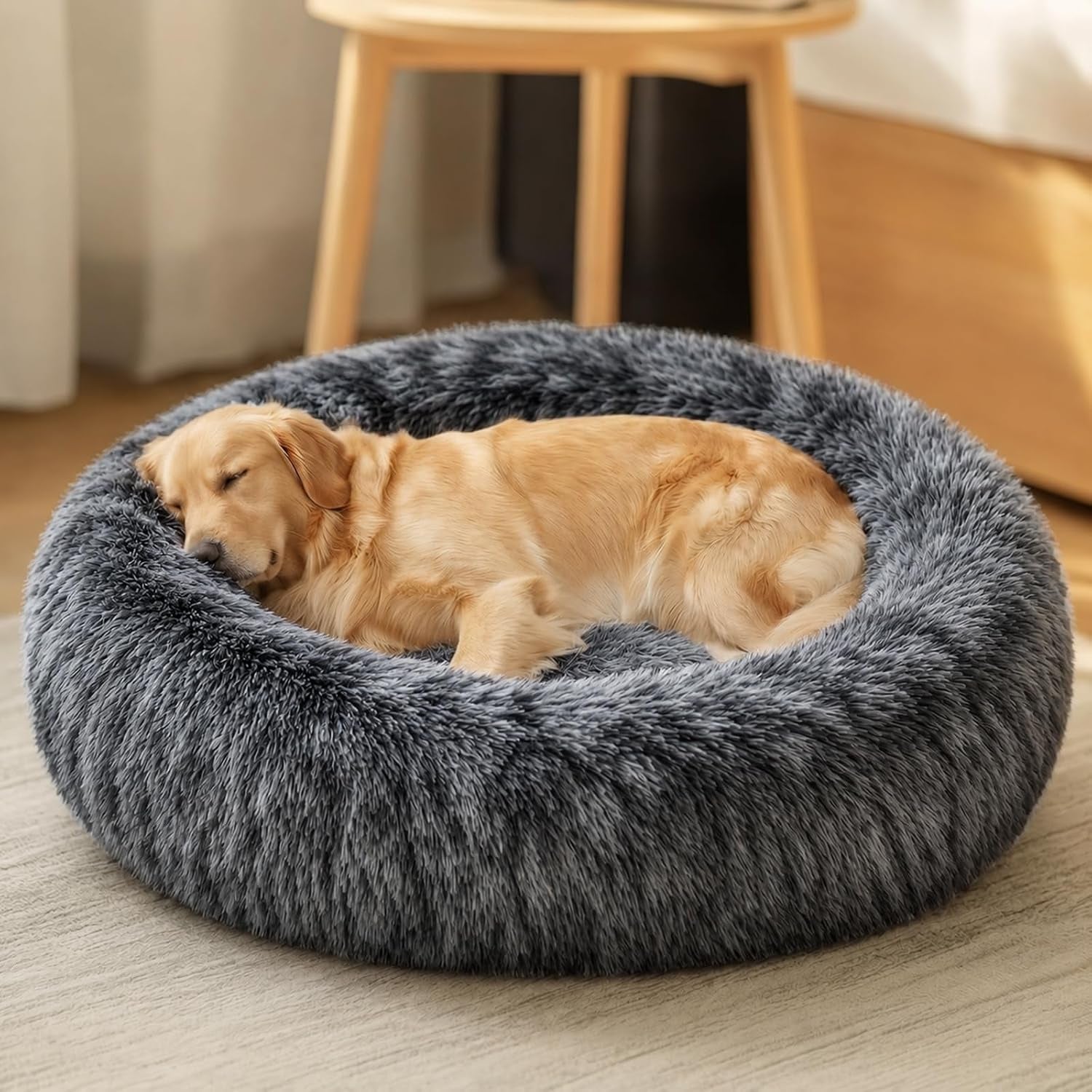 jollyvogue-small-dog-bed-calming-dog-beds-for-small-dogs-indoor-cats-20-inches-donut-washable-cat-bed-for-kittens-puppies-round-fluffy-plush-faux-fur-pet-bedssmoke-grey