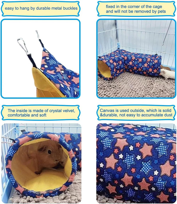 EAEDMY Guinea Pig Rat Ferret Hammock, Small Animal Corner Tunnel & Tubes & Bed for Hedgehog Piggy Chinchilla Hideout Toys and Cage Accessories5