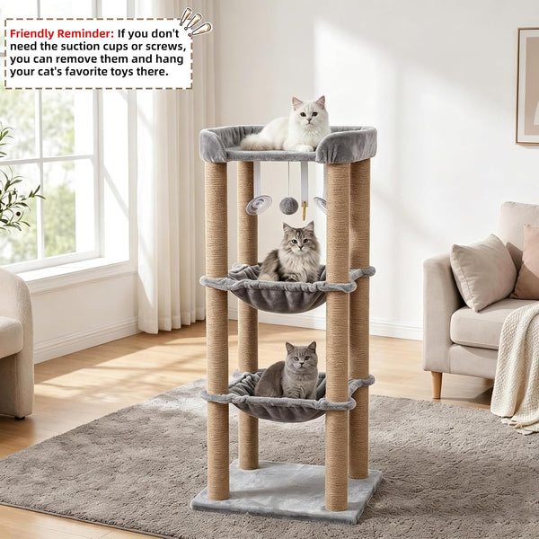 Cat Scratching Post, 4 Scratch Post, Cat Tower for Indoor Cats with Plush Cat Hammocks, Stable Cat Tree & Cat Perch, for Indoor Small Medium Large Cats (44.88'')7