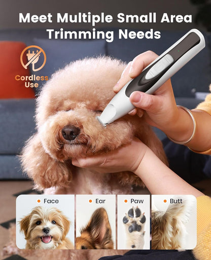 Oneisall Low-Noise Dog Paw Trimmer with LED Light | 35Db Quiet, 0.8Inch Safe Blade for Paws, Ears, Face & Rump, Cordless, Pet Paw Grooming Clippers for Dogs & Cats5