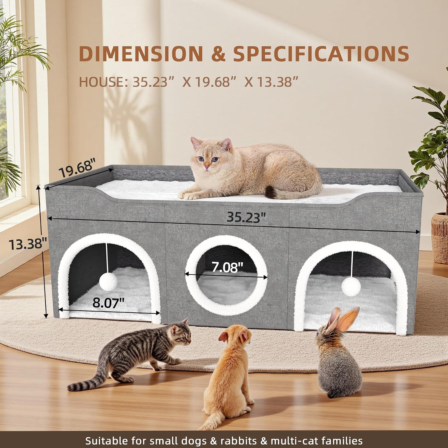 cat-house-for-indoor-with-fluffy-ball-and-scratch-pad-35-foldable-cat-bed-with-removable-divider-3-separate-cat-cave-for-multi-cats-puppy-family