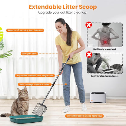 PETOCAT Cat Litter Scoop 43 Inch Metal Litter Scooper with Stainless Steel Long Handle, Upgraded Large Kitty Box Scooper Heavy Duty Deep Shovel for Fast Sifting, Dog Waste Scooops for outside Pet Poop2