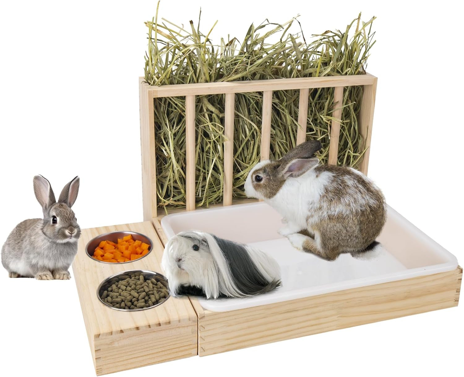 besnew-3-in-1-rabbit-hay-feeder-with-litter-box-wooden-hay-feeder-with-2-bowls-litter-box-for-guinea-pig-chinchilla-bunny-other-small-animals-large-capacity-preventing-waste