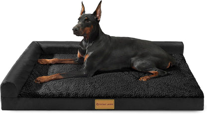 Patas Lague Orthopedic Large Dog Bed Pet Sofa Beds 36''X24'' Black | L Bolster Egg-Crate Foam Dog Couch for Large Sized Dogs, Waterproof Removable Washable Cover, Pet Mat with Nonskid Bottom16