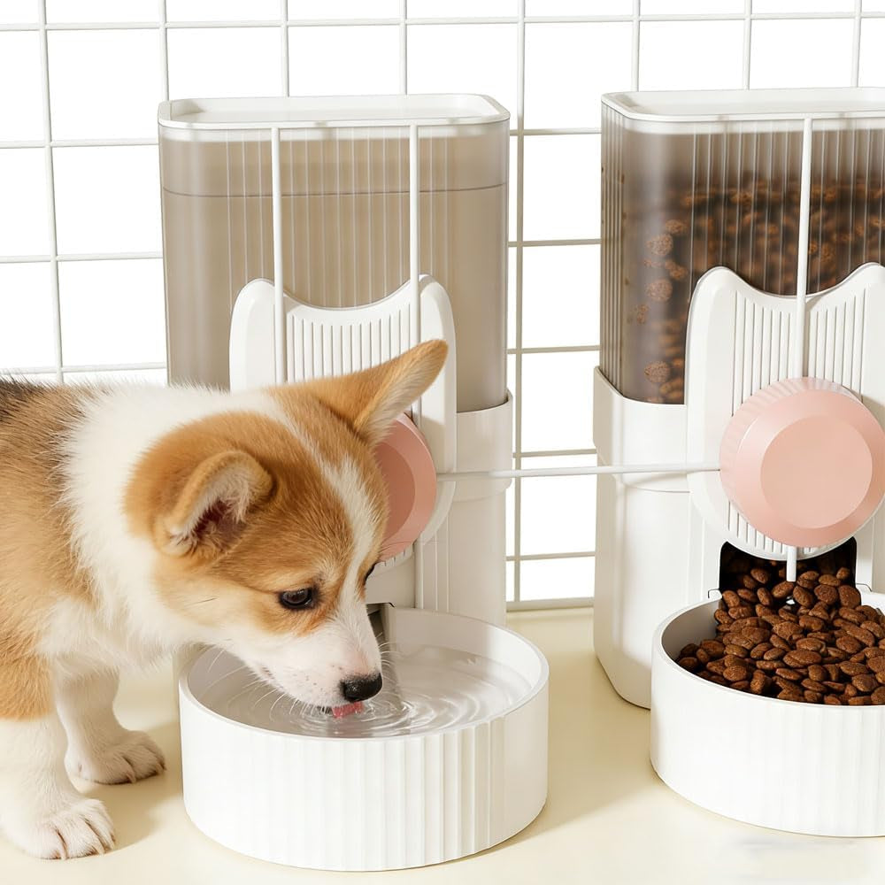 pet-dog-cat-hanging-automatic-feeder-and-water-dispenser-set-2-in-1-gravity-pet-food-water-bowl-for-cage-no-spill-small-dog-rabbit-food-dispenser-green
