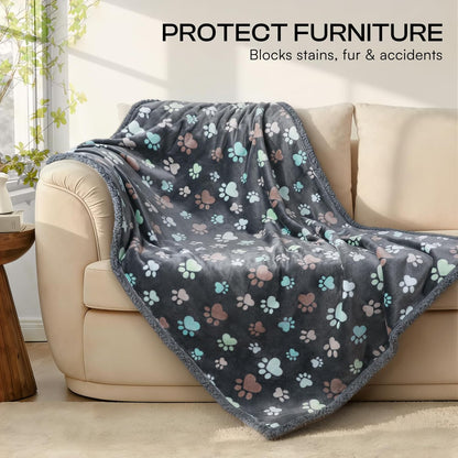 Luciphia Waterproof Pet Blankets for Couch Sofa Bed Cover Cat Liquid Pee Proof Washable Soft Fluffy Large Dog Blanket Reversible Furniture Protection Puppy Grey Paw Thicken Small（40" X 28"） | Soft Print Pet Blanket Washable Pee Proof, Furniture Protector for Couch Sofa Bed Car, Cozy Throw (40" X 28", Grey Paw)5
