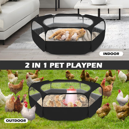 UWE Small Animal Playpen, Waterproof Foldable Pet Playpen, Black | Anti-Escape Exercise Pet Tent, Bite Resistant Breathable Mesh, Leakproof Base, Easy Fold Storage, Indoor Outdoor for Pets3