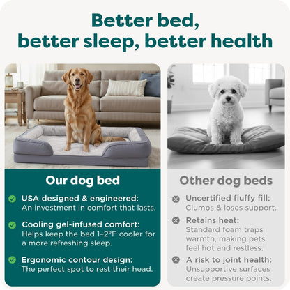 Furhaven Cooling Gel Dog Bed for Large Dogs, Perfect Comfort Sofa Bed with Cool Gel-Top Foam with a Solid Orthopedic Foam Base for Joint Support, Washable Cover, Jumbo XL, Plush & Velvet, Granite Gray7