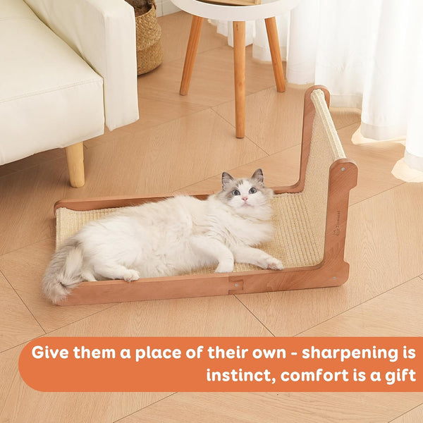 Sisal Cat Scratcher for Indoor Cats, Beechwood Base, Natural Sisal Woven Scratch Pad, Durable Scratching Post, Furniture Protector (L1)7
