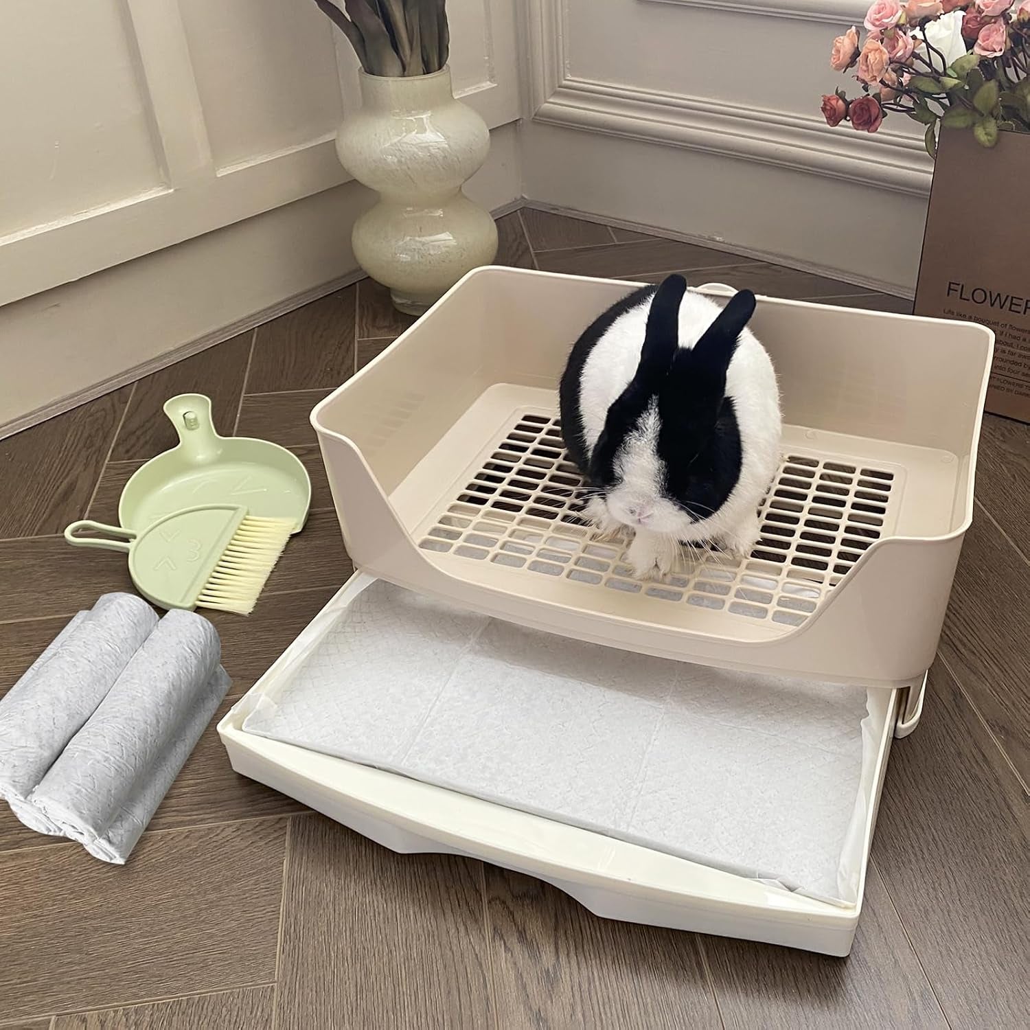 large-rabbit-litter-box-bunny-potty-training-corner-litter-pan-with-drawer-comes-with-liners-rabbit-pee-pads-small-animal-bedding-toilet-for-adult-guinea-pig-ferret-hamster-bunnies