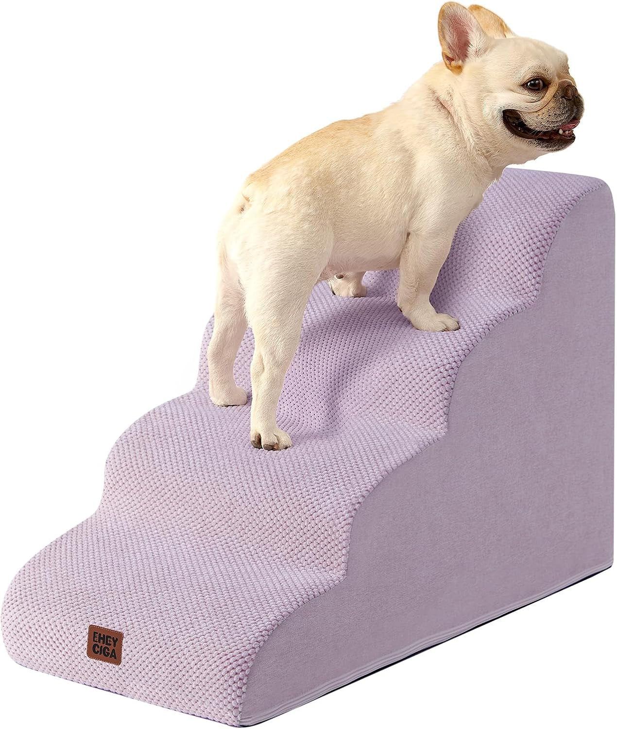 eheyciga-curved-dog-stairs-ramp-for-5-step-high-beds-22-6-h-dog-steps-33d-density-of-pure-foam-for-small-dogs-and-cats-pet-stairs-for-high-bed-climbing-non-slip-balanced-pet-step-indoor-grey