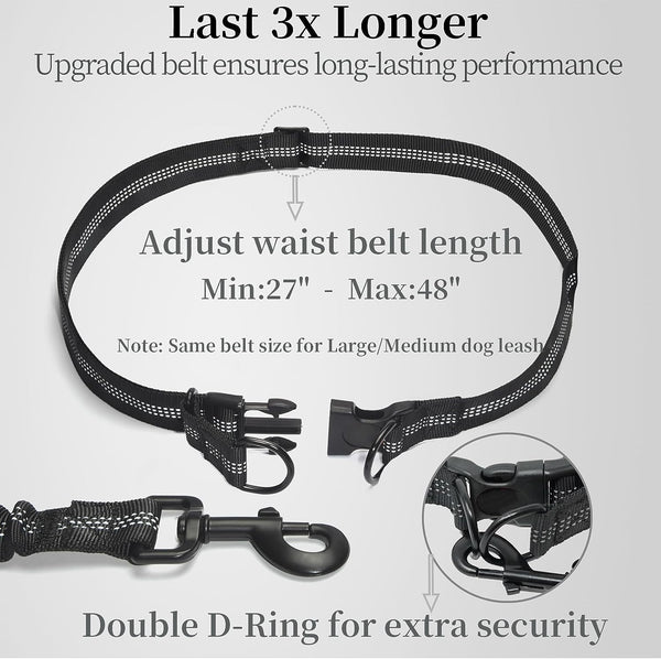 Iyoshop Hands Free Dog Leash with Zipper Pouch, Dual Padded Handles and Durable Bungee for Walking, Jogging and Running Your Dog (Large, 25-120 Lbs, Black)4