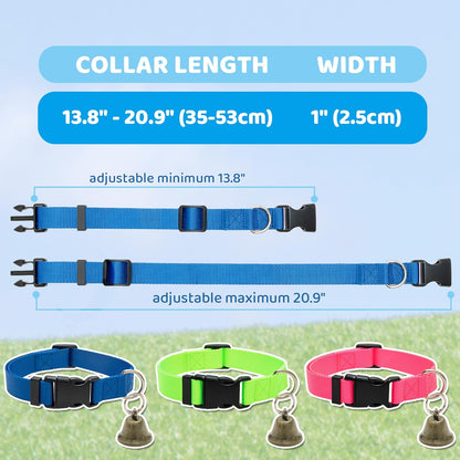 3 Pack Goat Collars with Loud Bells, Anti-Lost Grazing Pet Collar | Adjustable Collar & Copper Bells Small Farm Animals Accessories for Livestock, Sheep, Calf (13.8"-20.9")2