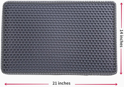 Cat Litter Mat 21 X 14 Inch, Double Layer EVA Honeycomb Kitty Litter Trapping Mat, Waterproof Urine Proof Non Slip Litter Box Floor Pad, Easy to Clean Scatter Control Mat, Grey9