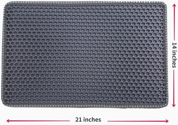 Cat Litter Mat 21 X 14 Inch, Double Layer EVA Honeycomb Kitty Litter Trapping Mat, Waterproof Urine Proof Non Slip Litter Box Floor Pad, Easy to Clean Scatter Control Mat, Grey9